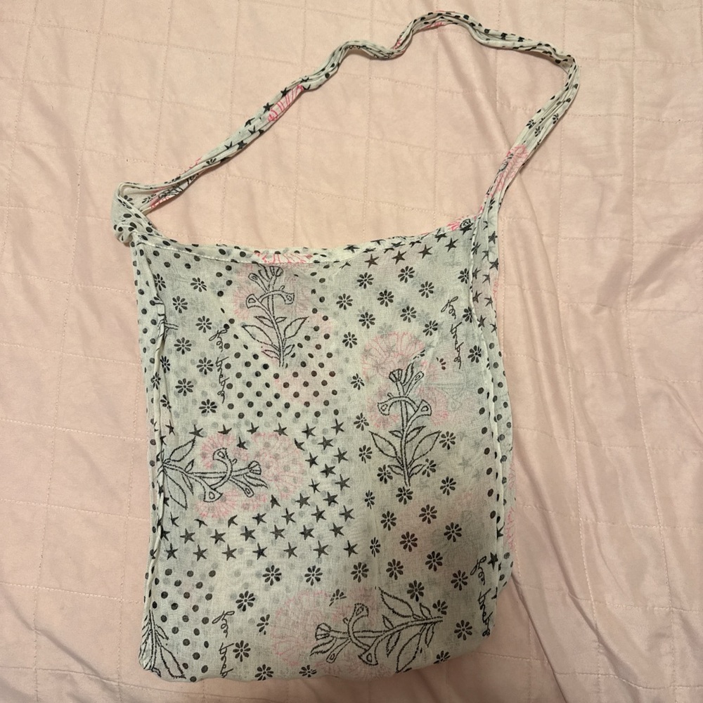 Free People Floral and Polka Dot Bag - Pink and Black